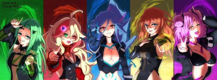 yami reina, yami freyja, yamikumo, yami makina, and yami kaname (macross and 2 more) drawn by hazuki_shouta