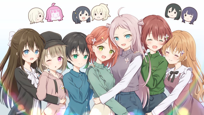 yuki setsuna, uehara ayumu, takasaki yu, osaka shizuku, tennoji rina, and 8 more (love live! and 2 more) drawn by hanazora_satsuki