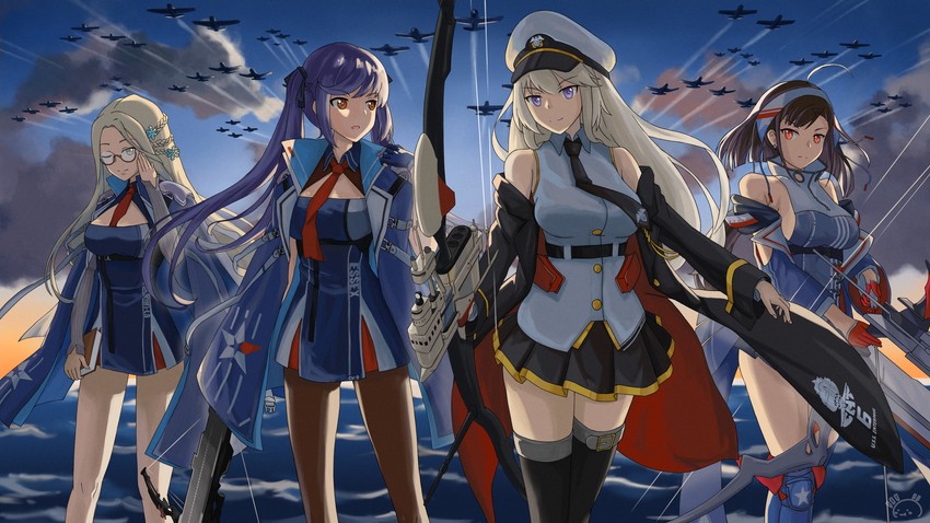 enterprise, essex, shangri-la, and independence (azur lane) drawn by meatbun_33