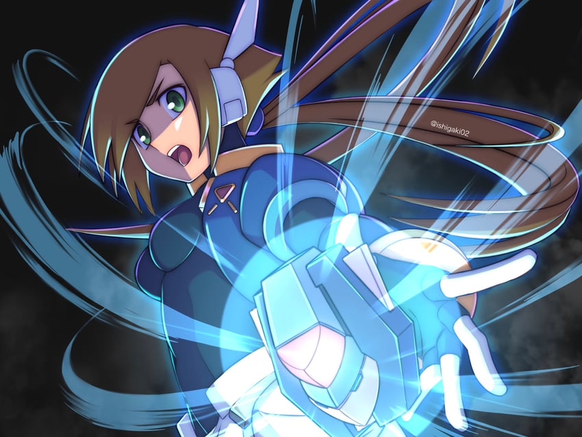 aile and model x (mega man and 2 more) drawn by ishigaki_(sora_roxas)