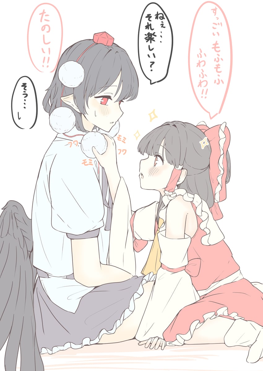 hakurei reimu and shameimaru aya (touhou) drawn by seele_(chanseele0128)
