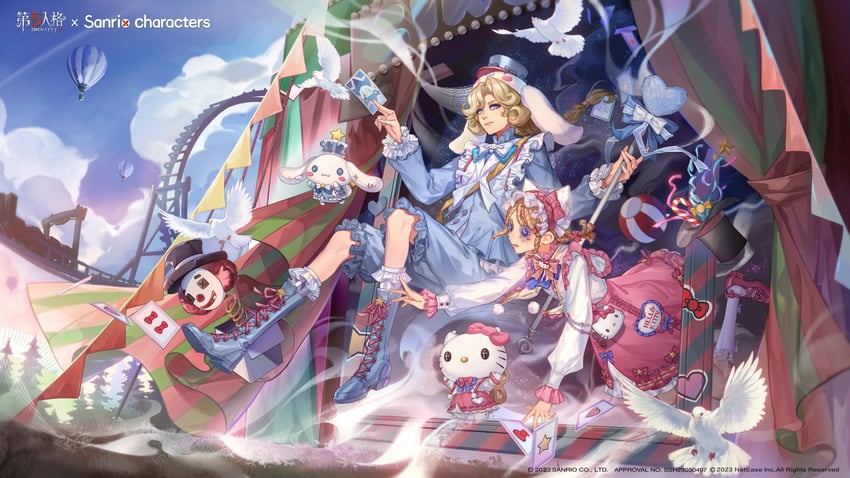 cinnamoroll, hello kitty, emma woods, joseph desaulniers, and joker (sanrio and 3 more) drawn by prussia_echo