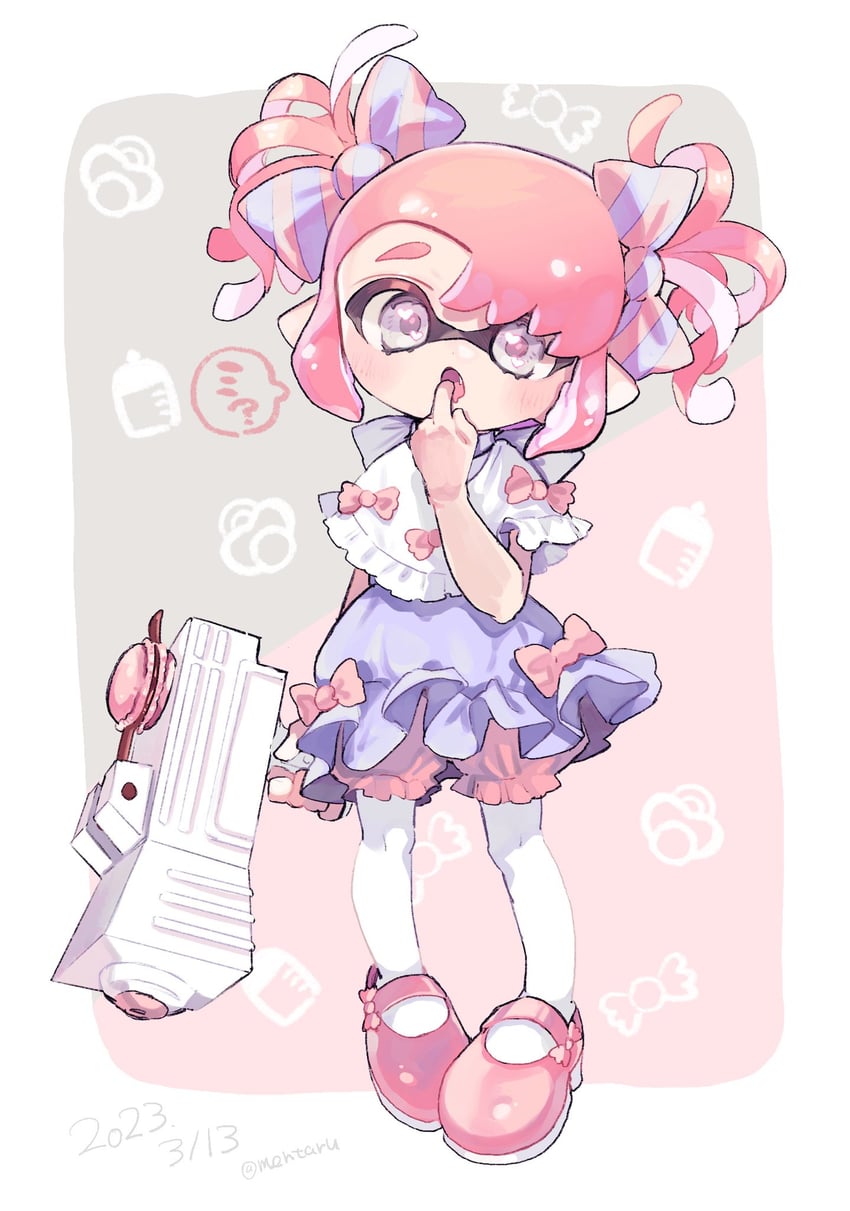 inkling player character and inkling girl (splatoon) drawn by amezawa_koma