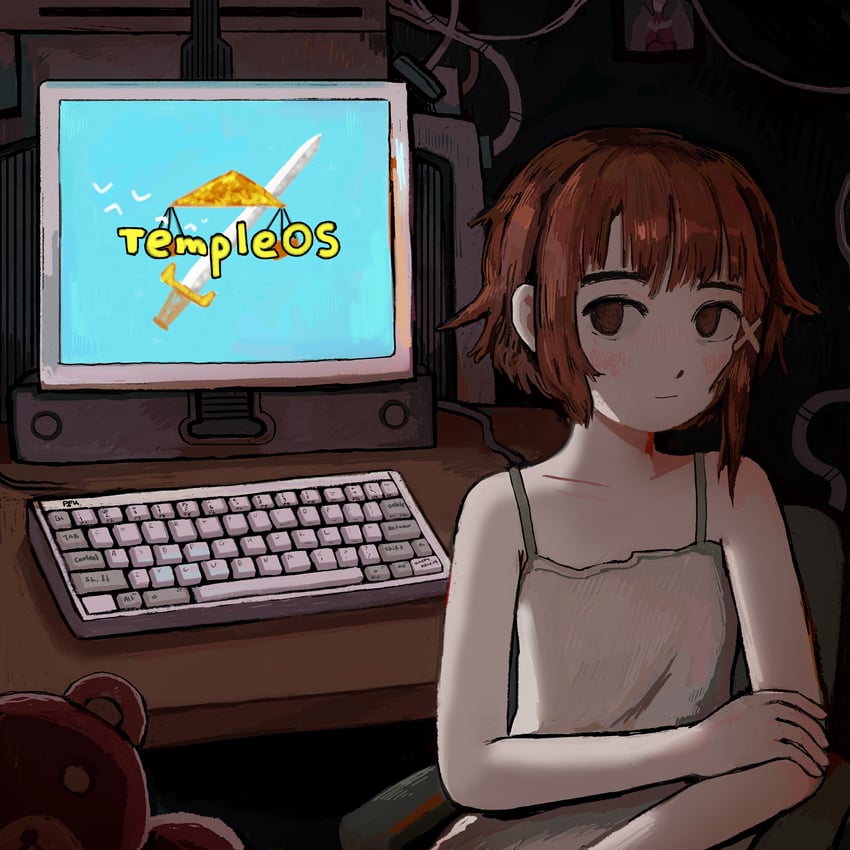 iwakura lain (serial experiments lain and 1 more) drawn by fffkorobka