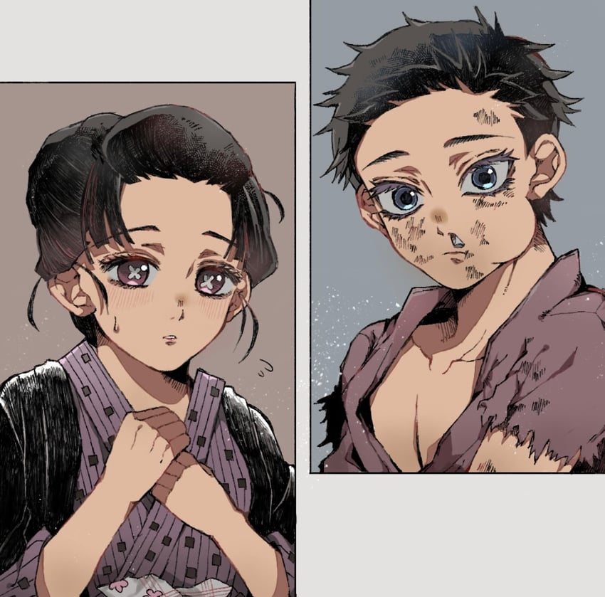 koyuki and hakuji (kimetsu no yaiba) drawn by mino_iii