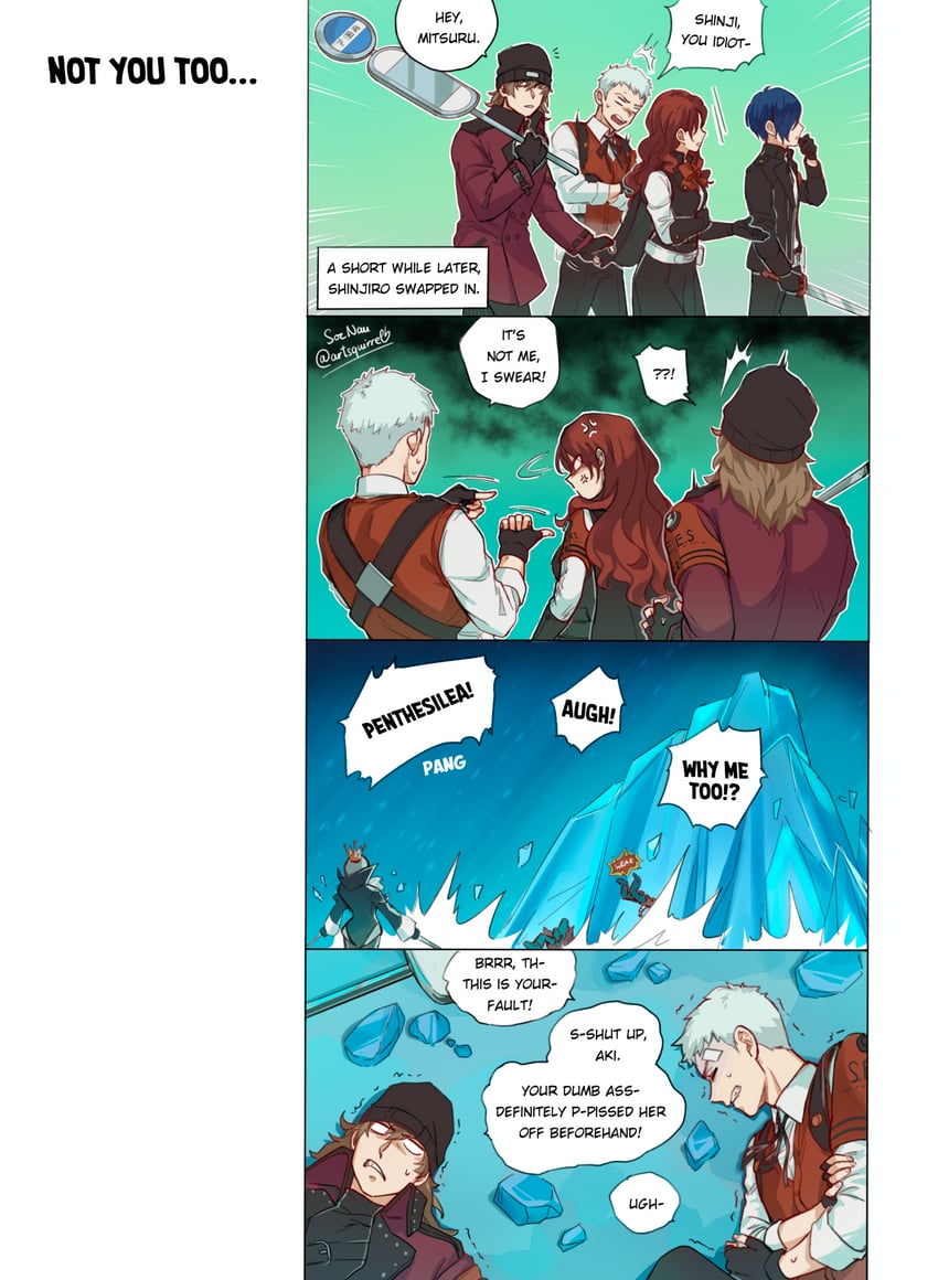 yuuki makoto, kirijou mitsuru, sanada akihiko, and aragaki shinjirou (persona and 2 more) drawn by soc_nau