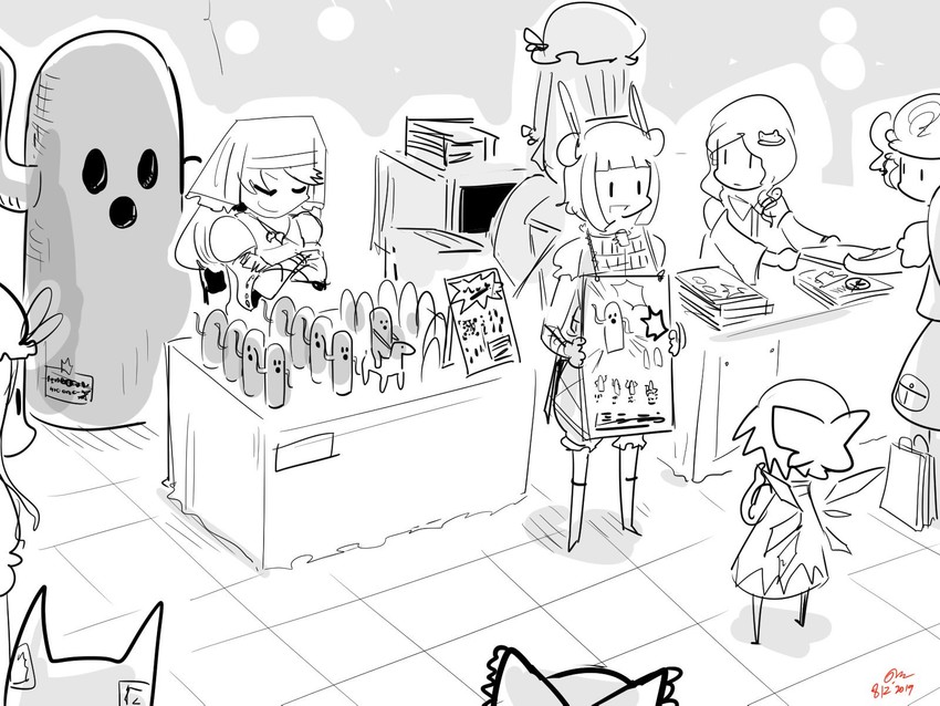 hakurei reimu, kochiya sanae, cirno, patchouli knowledge, yakumo yukari, and 4 more (touhou) drawn by gapangman