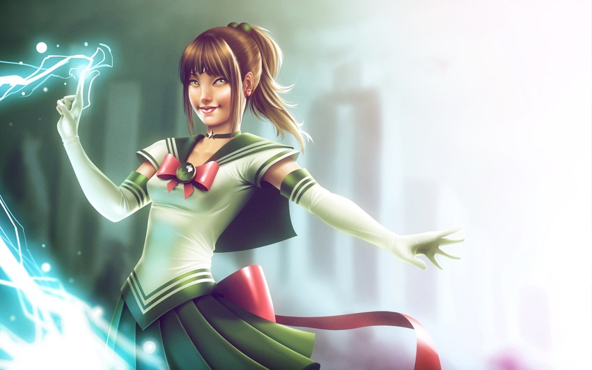 kino makoto, sailor jupiter, and super sailor jupiter (bishoujo senshi sailor moon) drawn by leandro_franci