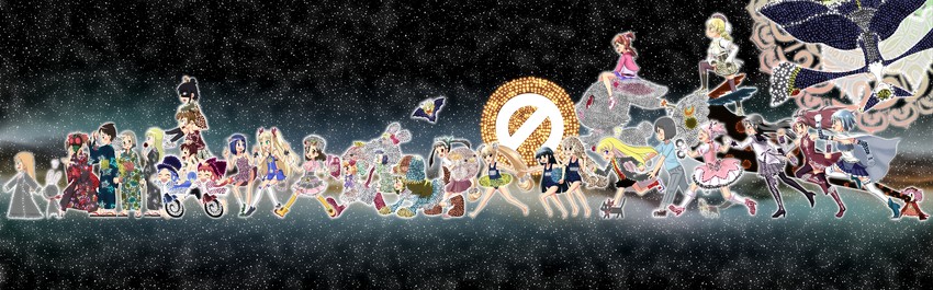 akemi homura, kaname madoka, miki sayaka, sakura kyoko, tomoe mami, and 31 more (mahou shoujo madoka magica and 13 more) drawn by anison