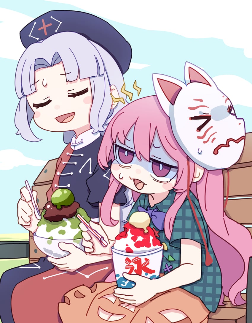 yagokoro eirin and hata no kokoro (touhou) drawn by kame_(kamepan44231)