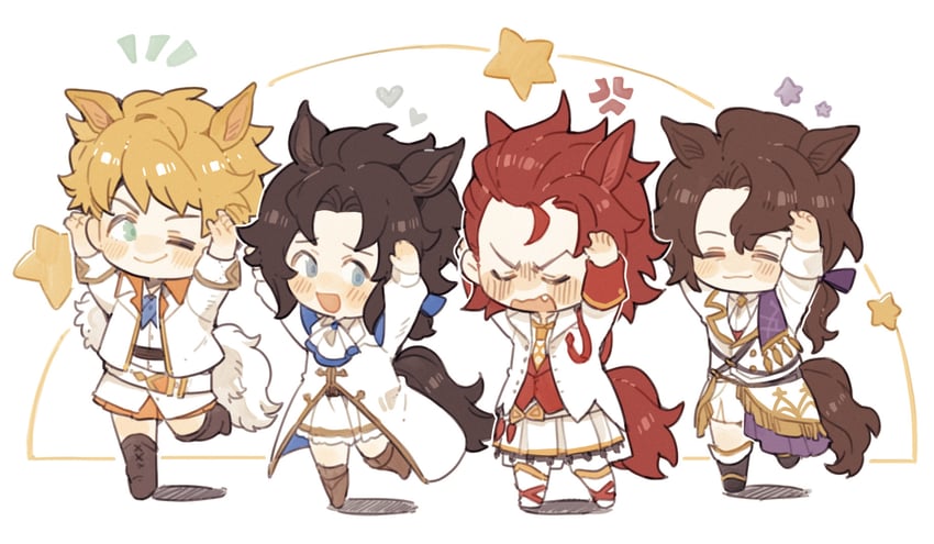 vane, percival, lancelot, and siegfried (umamusume and 1 more) drawn by luminous_slime