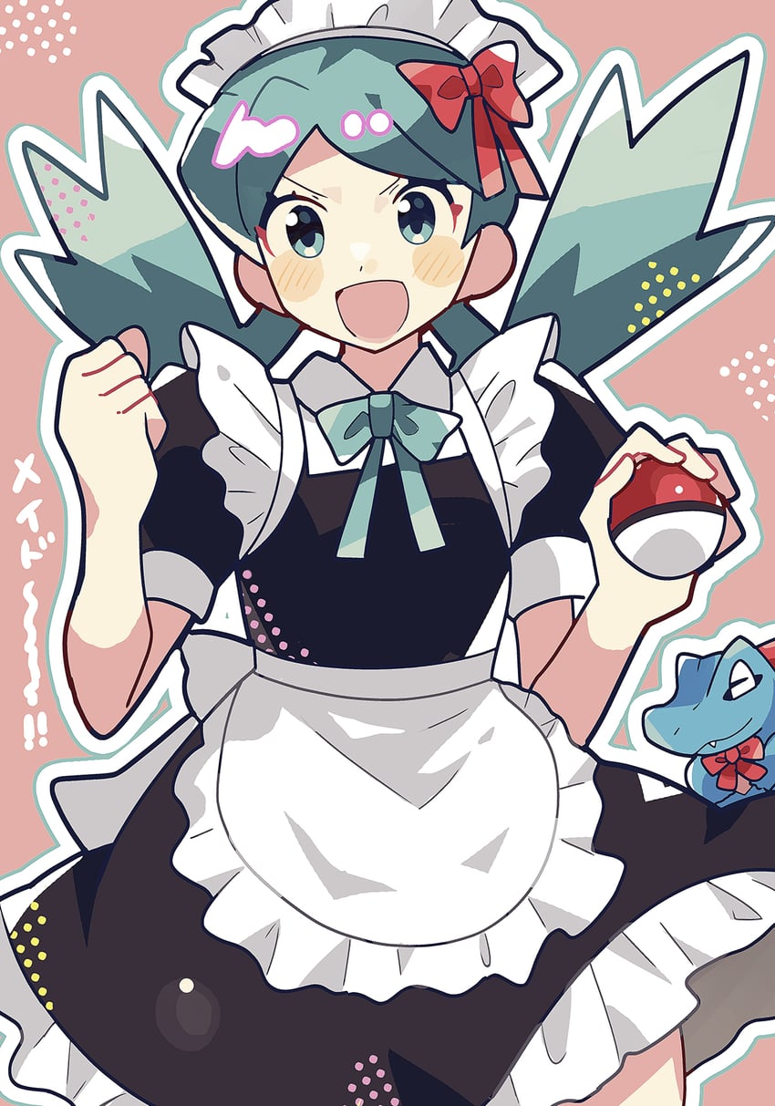 kris and totodile (pokemon and 1 more) drawn by anidler91