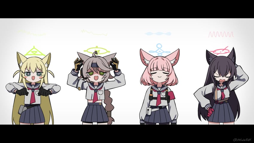niko, otogi, kurumi, and yukino (blue archive and 2 more) drawn by minowa_sukyaru