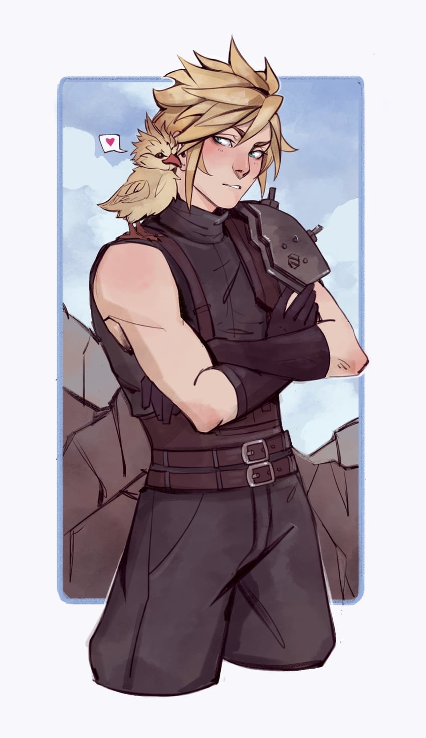 cloud strife (final fantasy and 3 more) drawn by robasarel