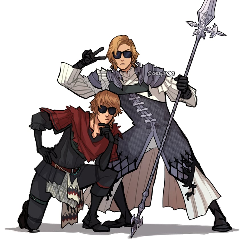 dion lesage and joshua rosfield (final fantasy and 1 more) drawn by classystaches