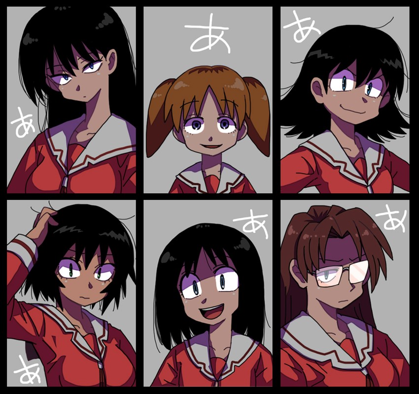 kasuga ayumu, mihama chiyo, sakaki, takino tomo, kagura, and 1 more (azumanga daioh) drawn by kafun
