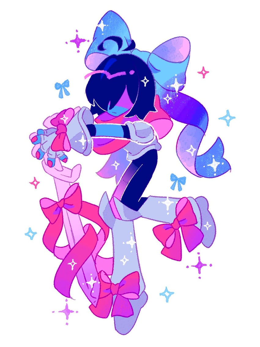 kris and hero sword (deltarune) drawn by g_c_hori
