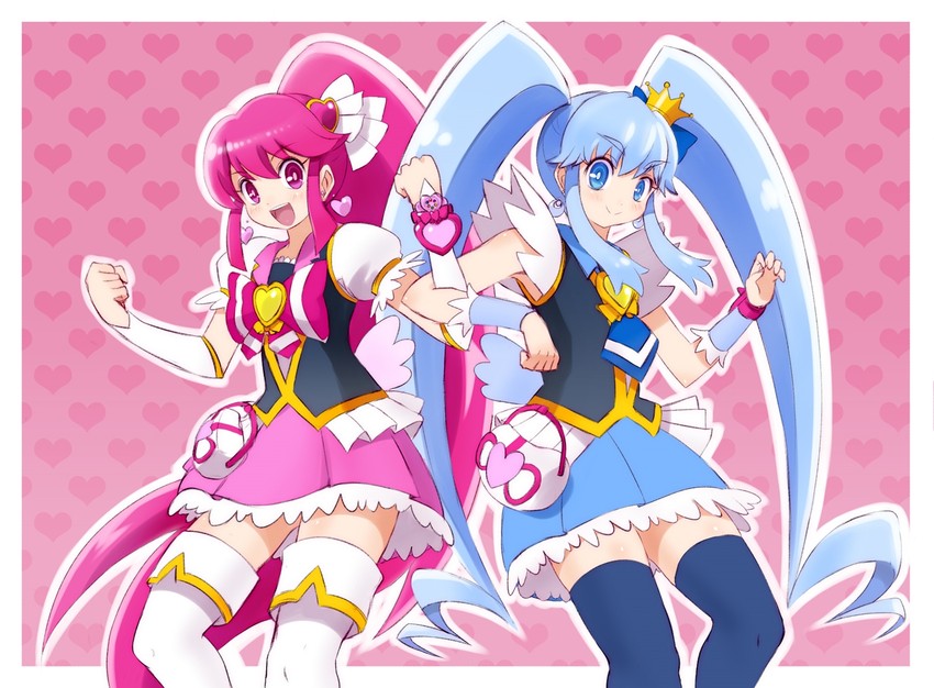 shirayuki hime, aino megumi, cure lovely, and cure princess (precure and 1 more) drawn by kamiyama_teten