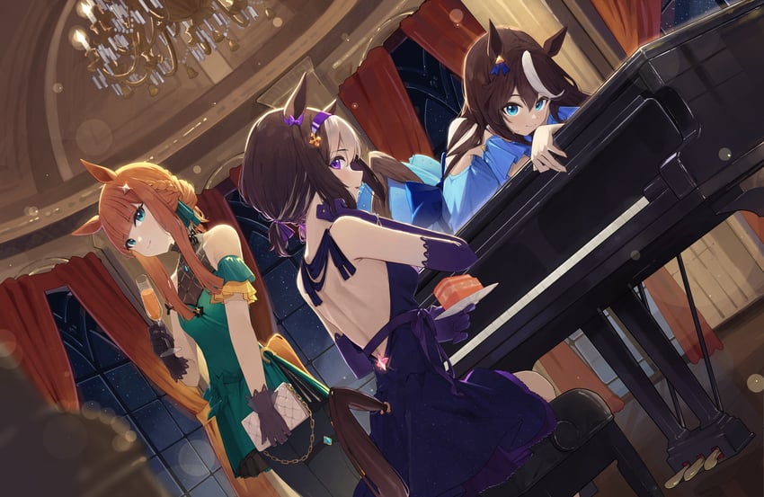 tokai teio, silence suzuka, and special week (umamusume) drawn by ningen_gokko