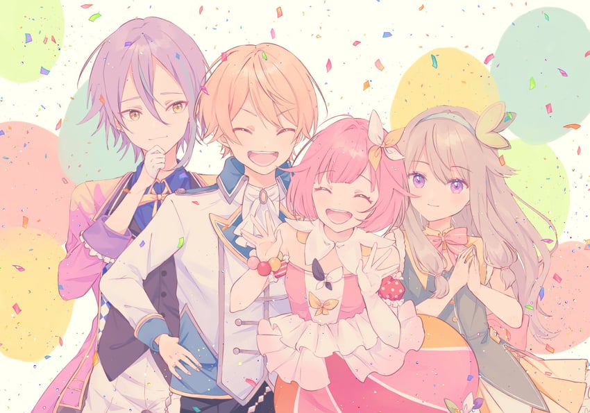 ootori emu, tenma tsukasa, kusanagi nene, and kamishiro rui (project sekai) drawn by konpota1017