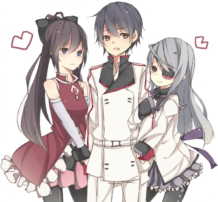 akemi homura, sakura kyoko, laura bodewig, shinonono houki, and orimura ichika (mahou shoujo madoka magica and 1 more) drawn by meet_neet