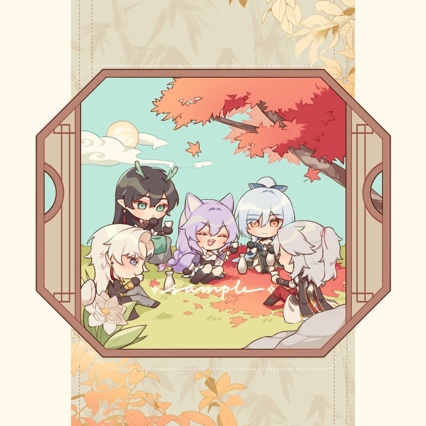 dan heng, blade, jingliu, jing yuan, yingxing, and 1 more (honkai and 1 more) drawn by phreinne