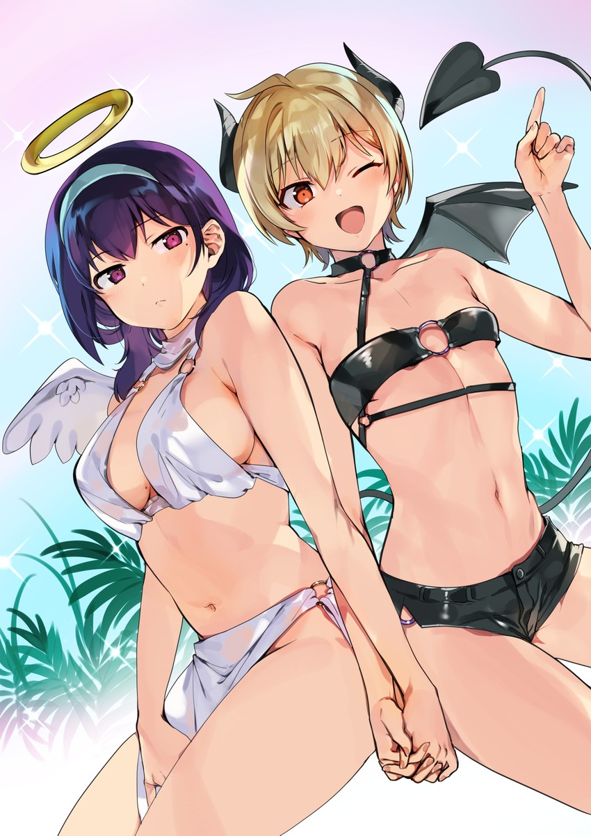 harumi hana and ichihara chiaki (sekai de ichiban oppai ga suki!) drawn by konbu_wakame