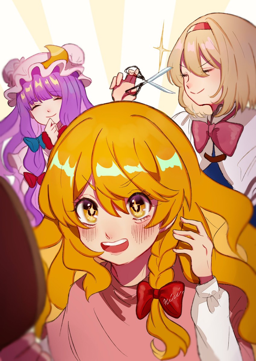 kirisame marisa, alice margatroid, and patchouli knowledge (touhou) drawn by uchisaki_himari