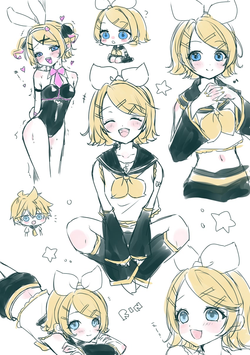 kagamine rin and kagamine len (vocaloid and 1 more) drawn by izumi_no_e
