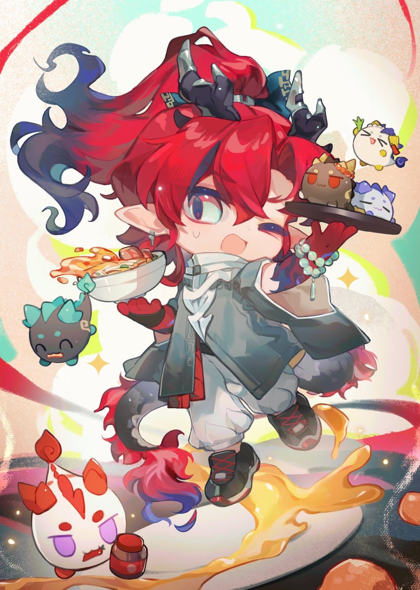 shu, dusk, nian, ling, chongyue, and 1 more (arknights) drawn by nitrogen_owo