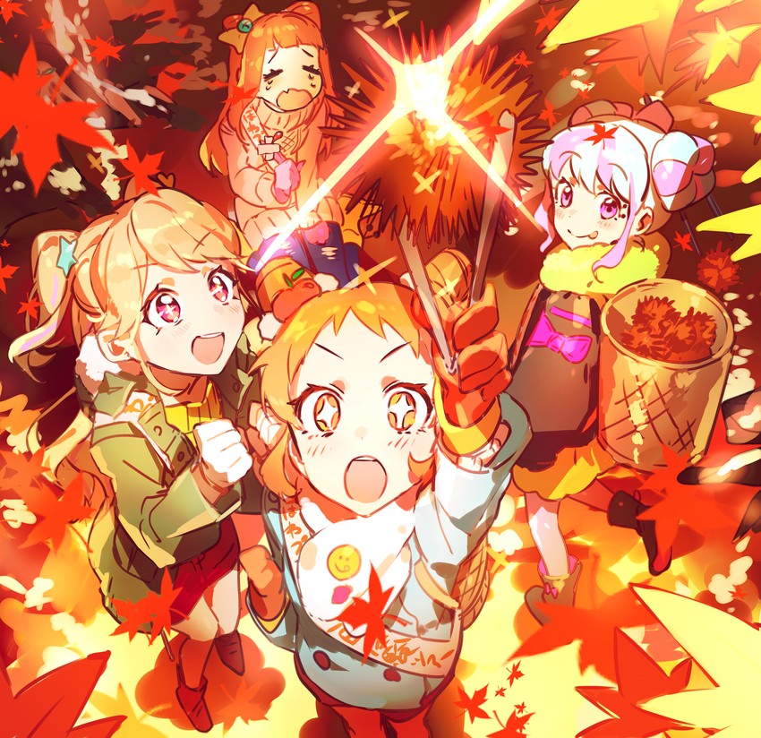 arisugawa otome, saotome ako, natsuki mikuru, and hanazono kirara (aikatsu! and 2 more) drawn by wata_(attaka_towel)
