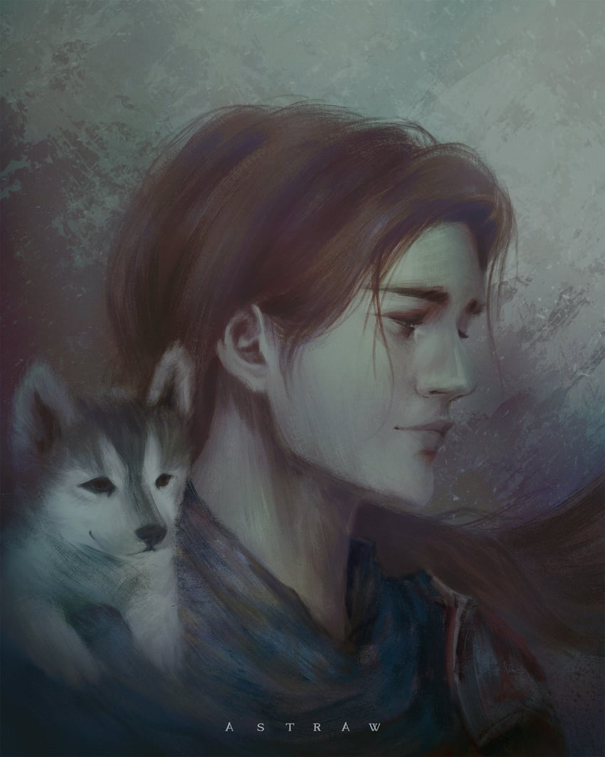 artorias the abysswalker and great grey wolf sif (dark souls) drawn by astraw