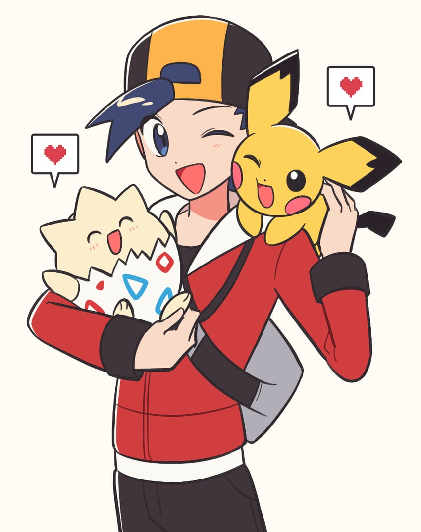 ethan, pichu, and togepi (pokemon and 1 more) drawn by chueog