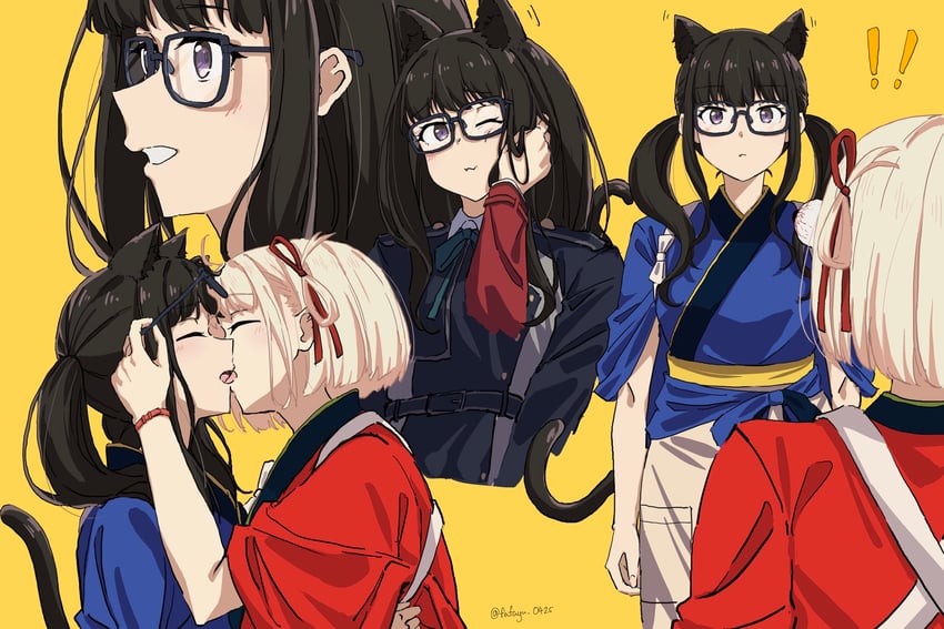 nishikigi chisato and inoue takina (lycoris recoil) drawn by fafayu
