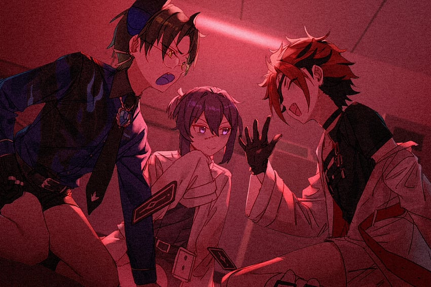 kanzaki souma, kiryu kuro, and hasumi keito (ensemble stars!) drawn by dreonya