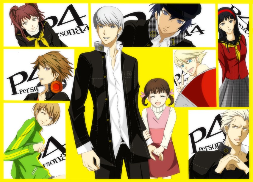 narukami yu, shirogane naoto, satonaka chie, kujikawa rise, amagi yukiko, and 4 more (persona and 1 more) drawn by ponchizamurai