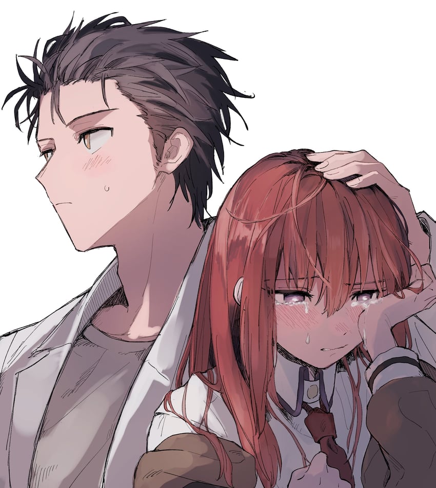 makise kurisu and okabe rintarou (steins;gate) drawn by suehiroch0