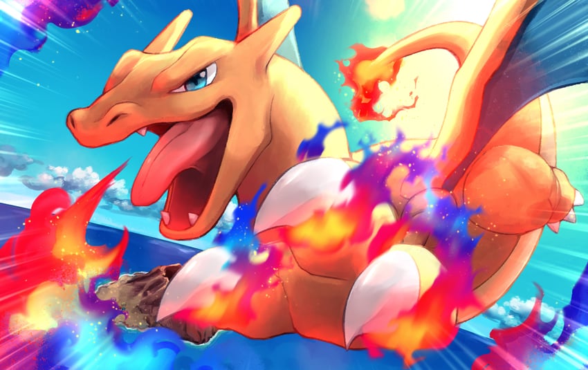 charizard (pokemon) drawn by magushi