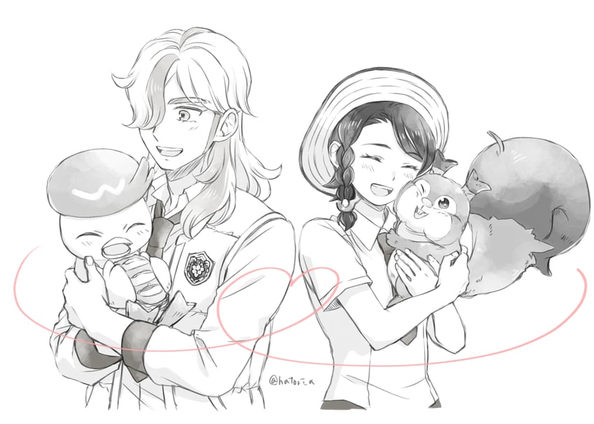 juliana, arven, quaxly, and skwovet (pokemon and 1 more) drawn by hatori_a