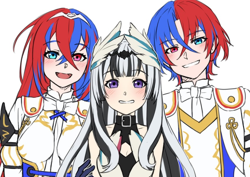 female alear, male alear, and veyle (fire emblem and 1 more) drawn by zuzu_(ywpd8853)