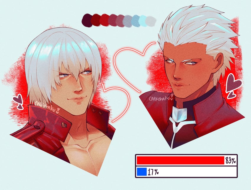 archer and dante (fate and 2 more) drawn by calkohaku