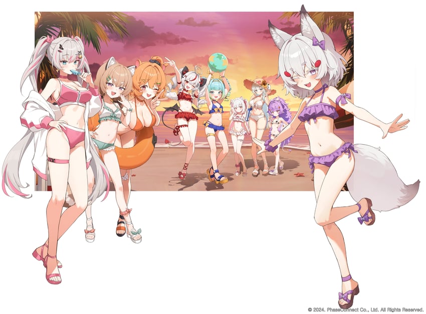 tenma maemi, jelly hoshiumi, komachi panko, rinkou ashelia, muu muyu, and 4 more (phase connect) drawn by goeleu