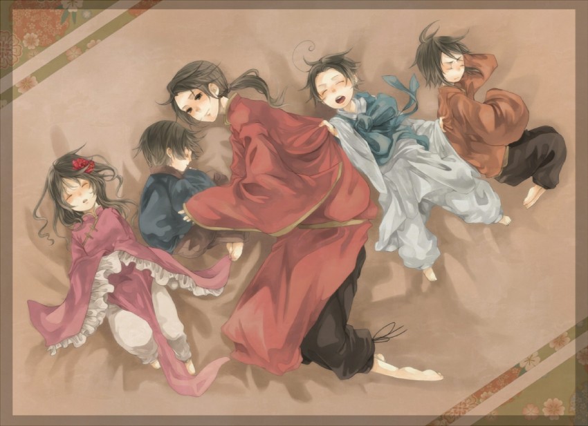 japan, china, taiwan, hong kong, and korea (axis powers hetalia) drawn by tsukudato