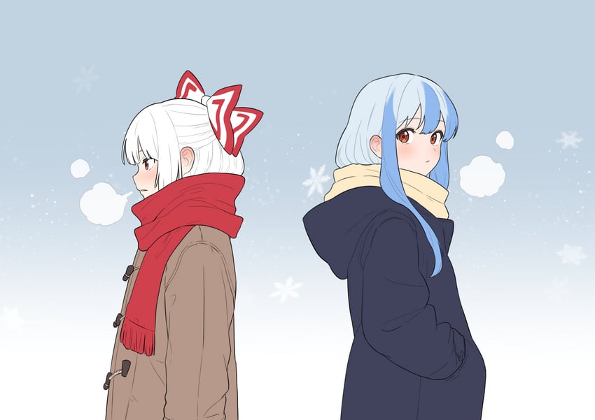 fujiwara no mokou and kamishirasawa keine (touhou) drawn by snackdang