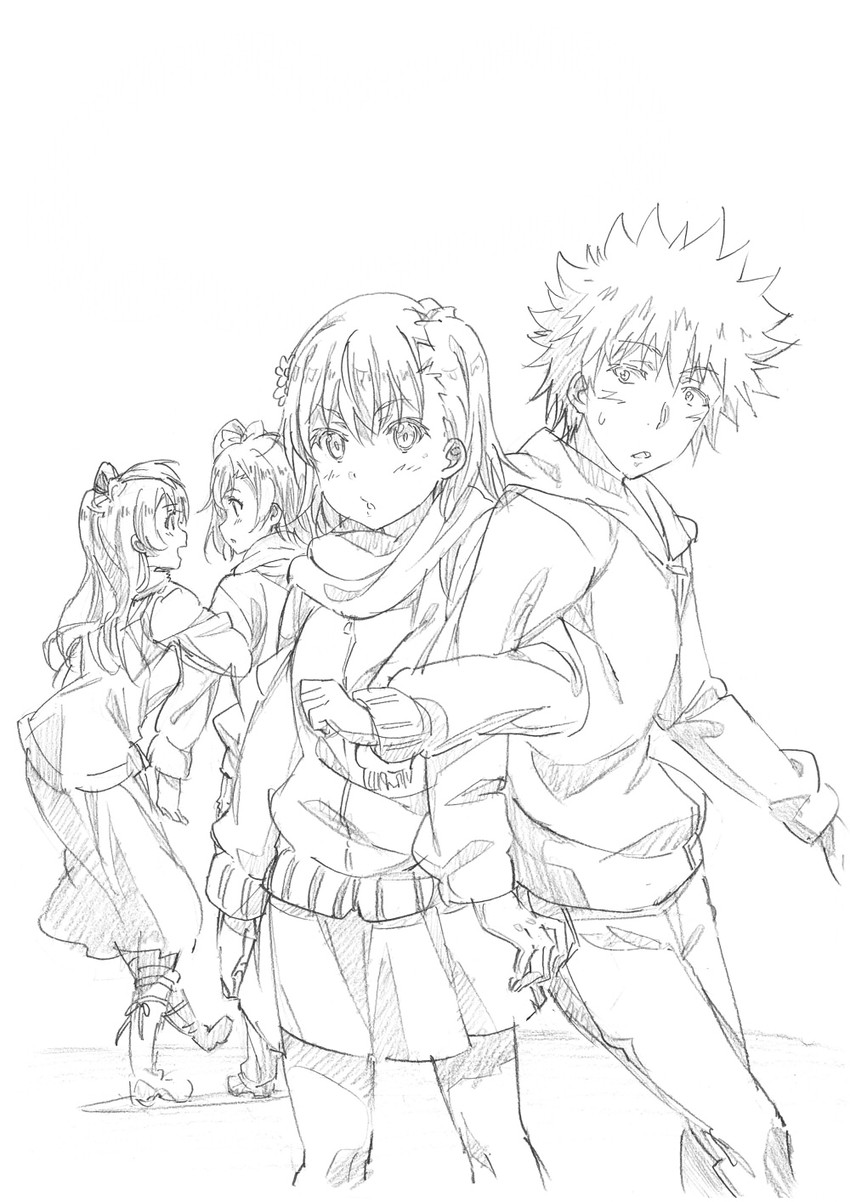 misaka mikoto, minami kotori, kosaka honoka, and kamijou touma (love live! and 3 more) drawn by delf
