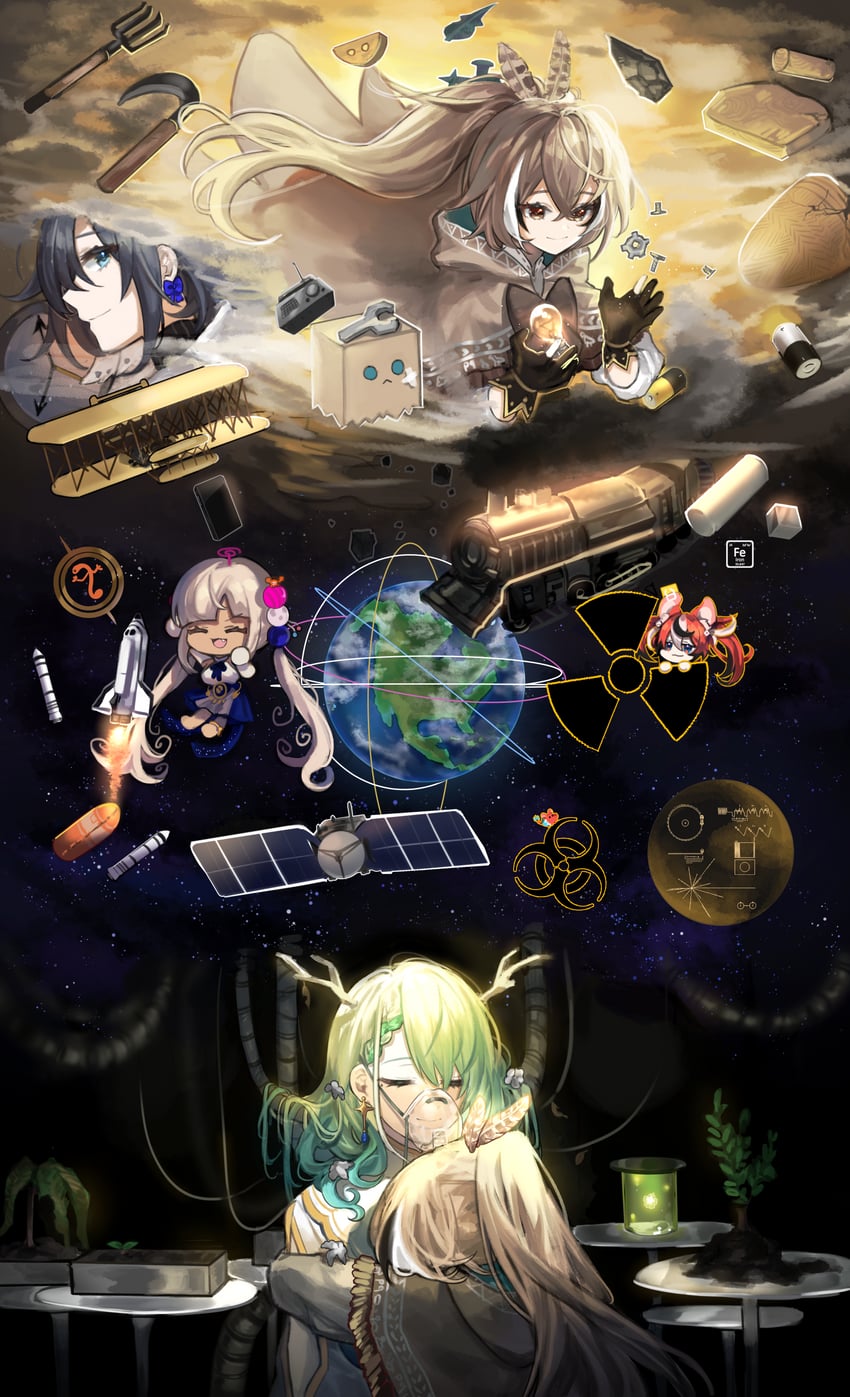 ouro kronii, nanashi mumei, hakos baelz, ceres fauna, tsukumo sana, and 3 more (hololive and 1 more) drawn by sp0i0ppp