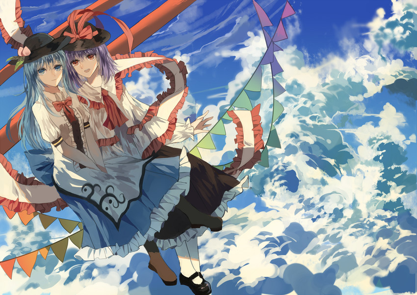 hinanawi tenshi and nagae iku (touhou) drawn by chocolate_(jitong)