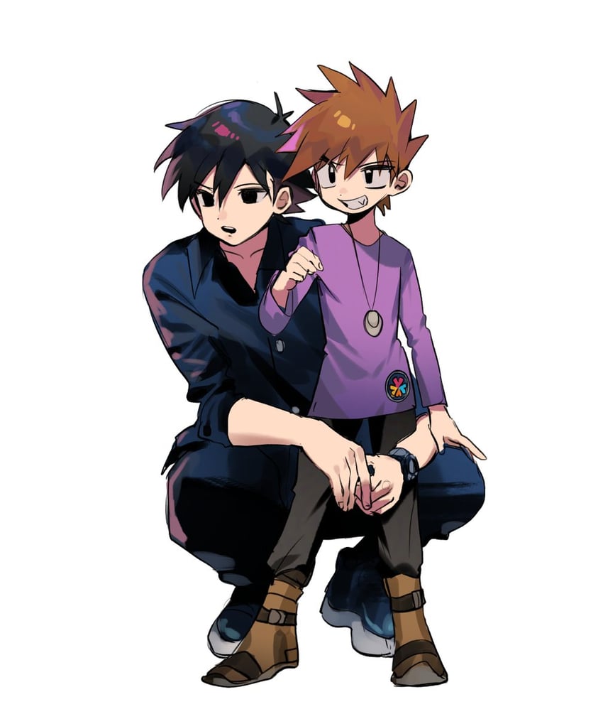 red and blue oak (pokemon and 1 more) drawn by ki2ri5