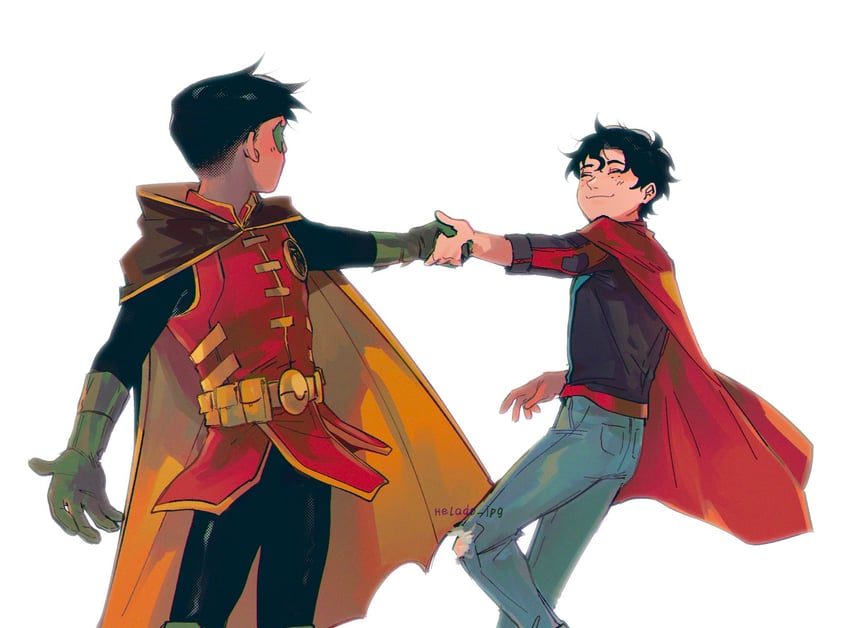 robin, damian wayne, superboy, and jonathan kent (dc comics and 1 more) drawn by helado_jpg