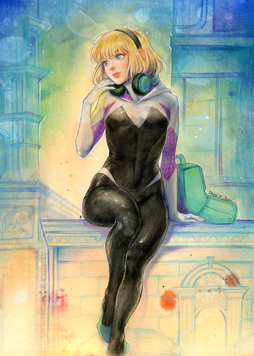 spider-gwen and gwen stacy (marvel and 1 more) drawn by jurithedreamer